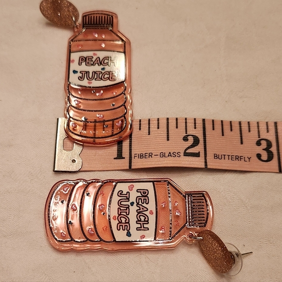 Pink Pop Art Dangle Earrings - Picture 3 of 3